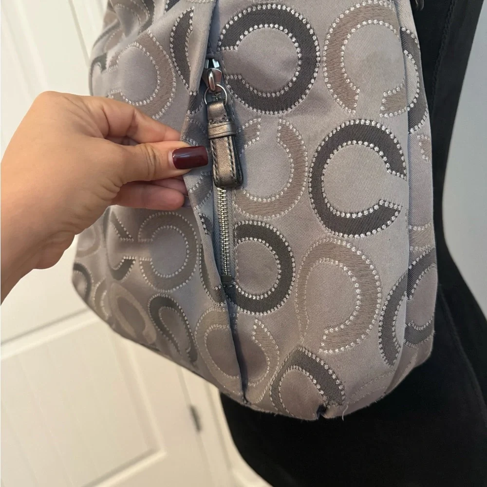 Coach Black and Gray Patterned Shoulder Bag